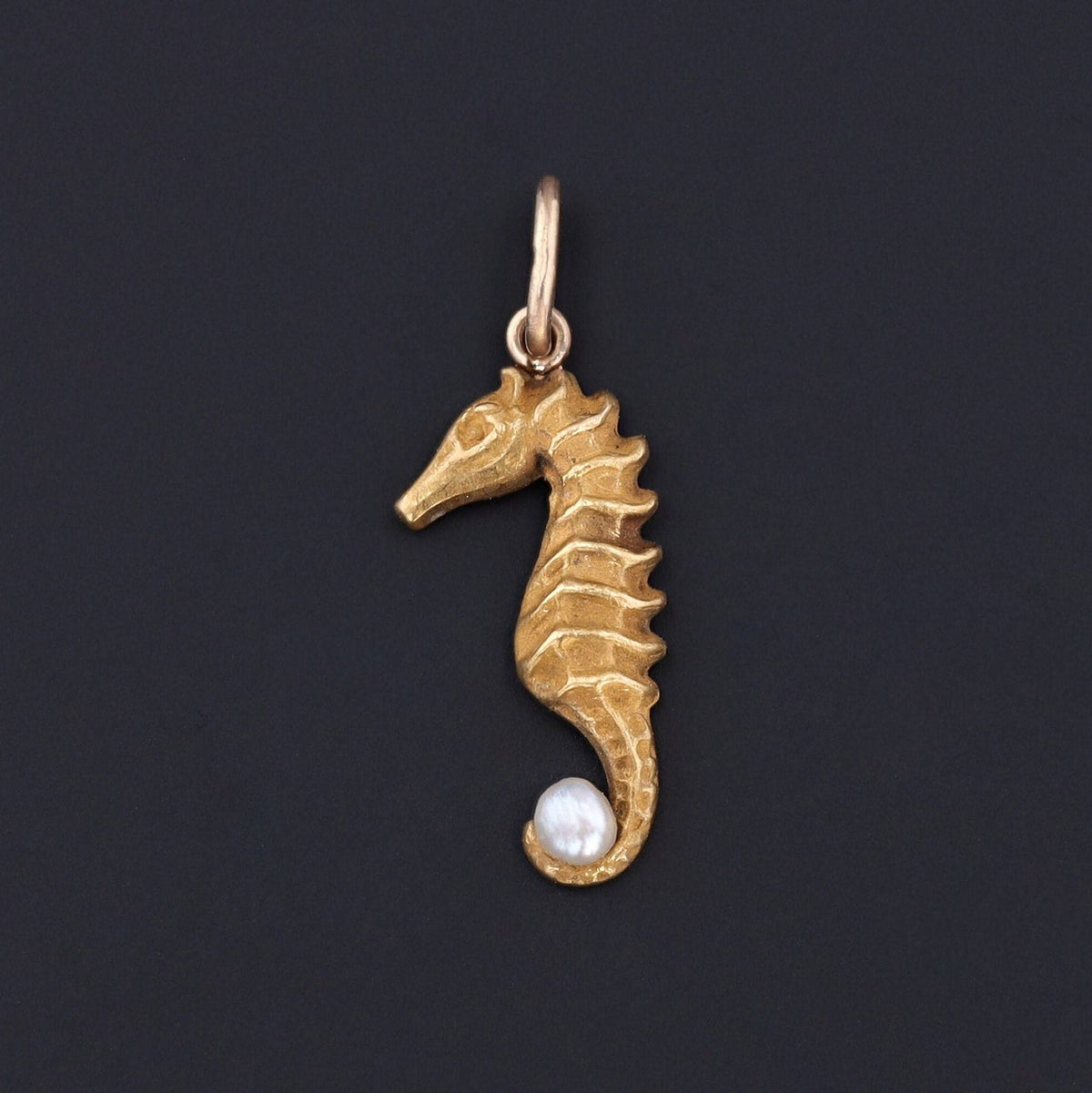 Antique Seahorse Conversion Charm of 14k Gold - Trademark Antiques