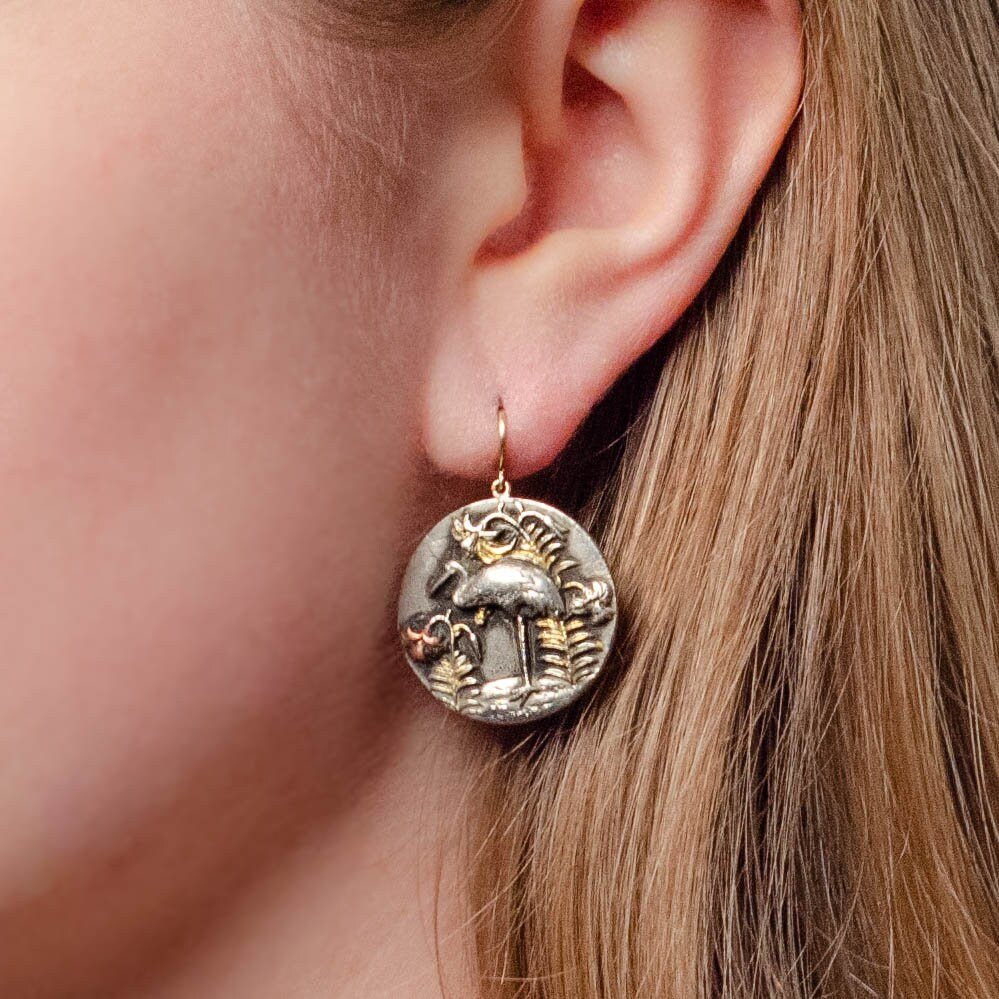 Antique Shakudo Conversion Earrings - Trademark Antiques