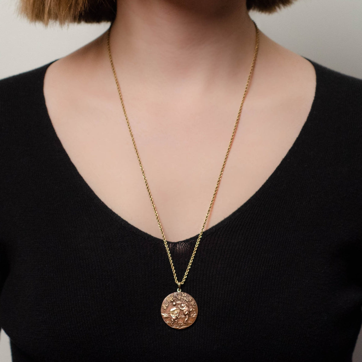 Antique Shakudo Frog Pendant Mounted in 14k Gold - Trademark Antiques