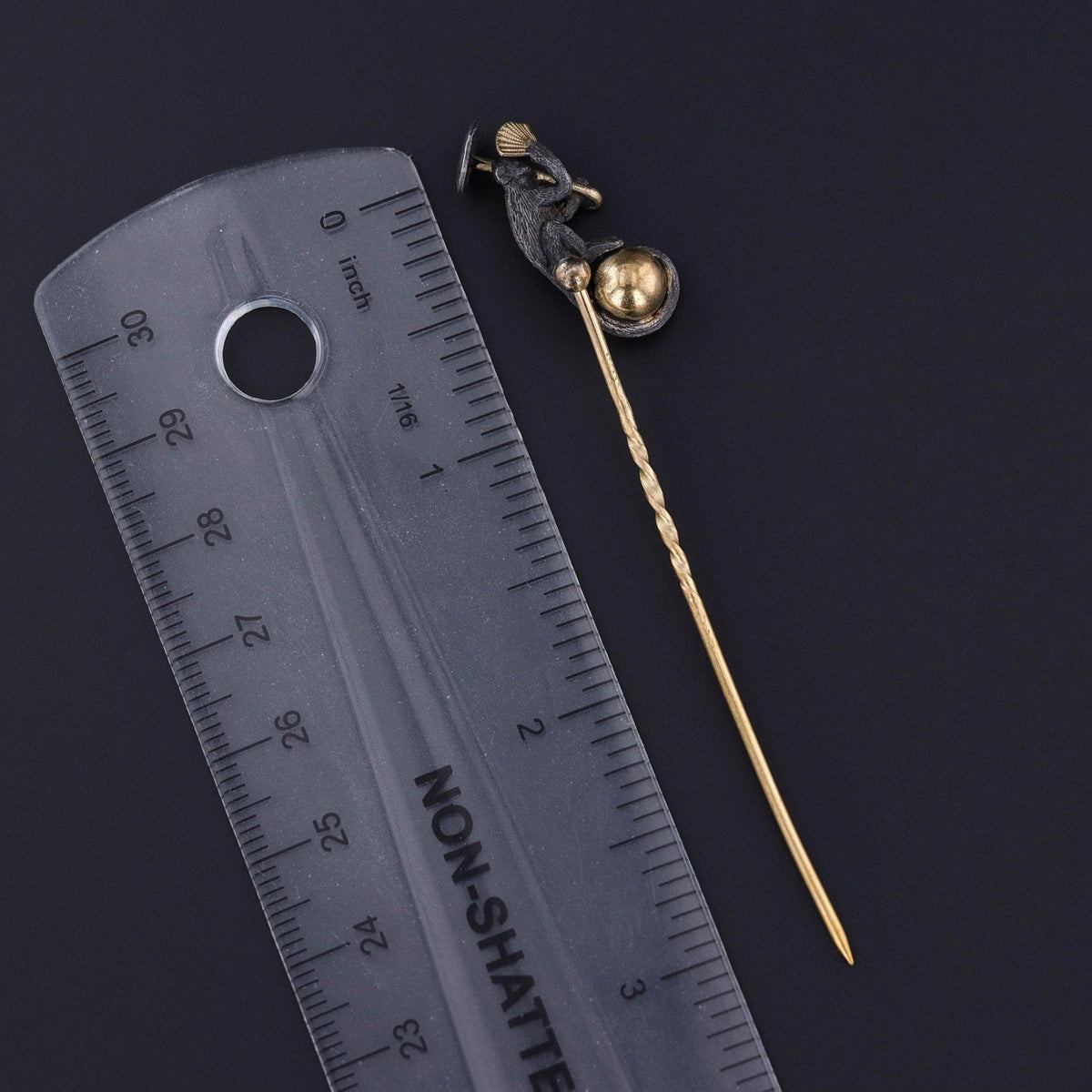 Antique Shibuichi Shakudo Monkey Stick Pin - Trademark Antiques