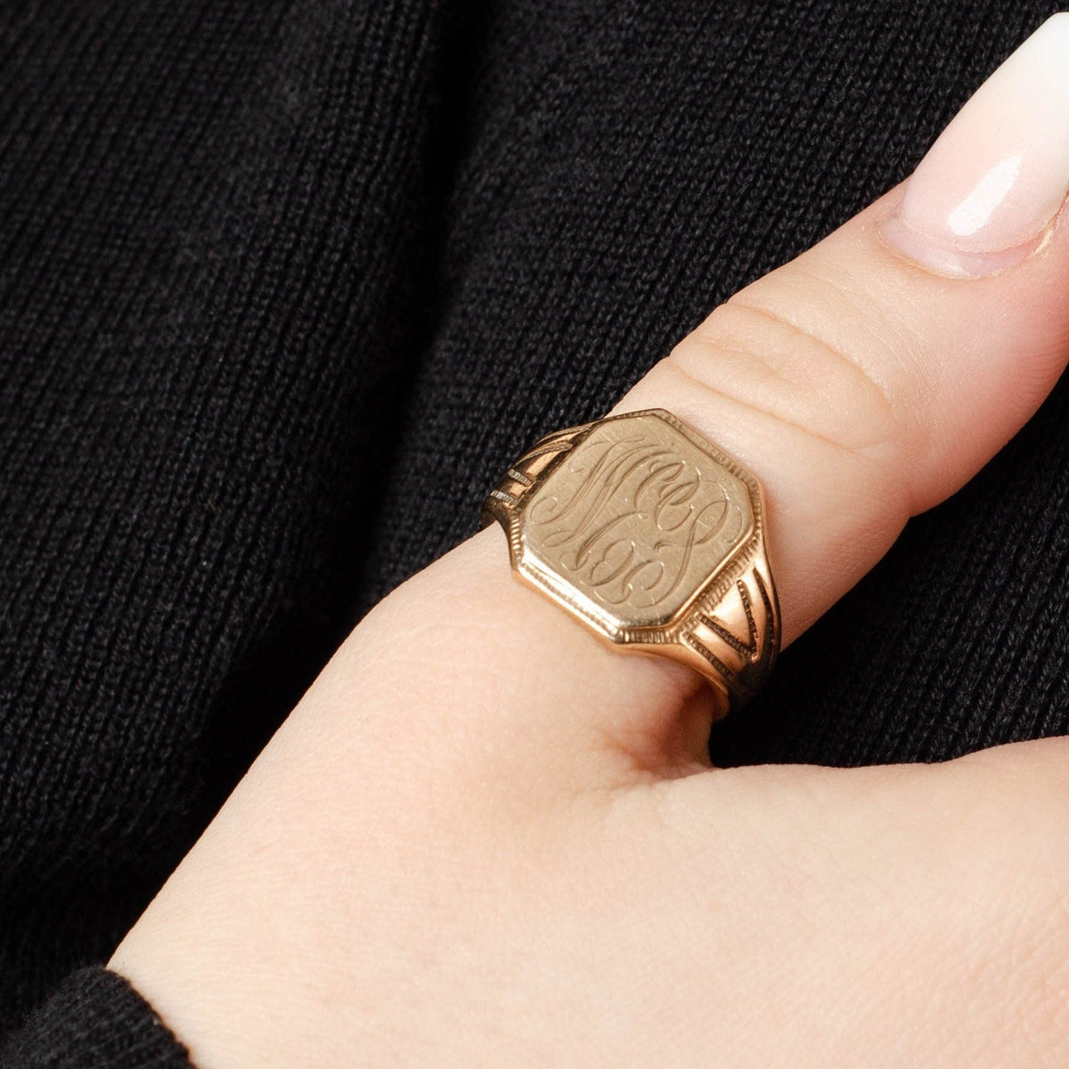 Antique Signet Ring Initials WEP or WES of 10k Gold - Trademark Antiques