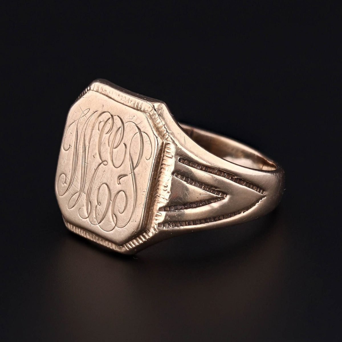Antique Signet Ring Initials WEP or WES of 10k Gold - Trademark Antiques
