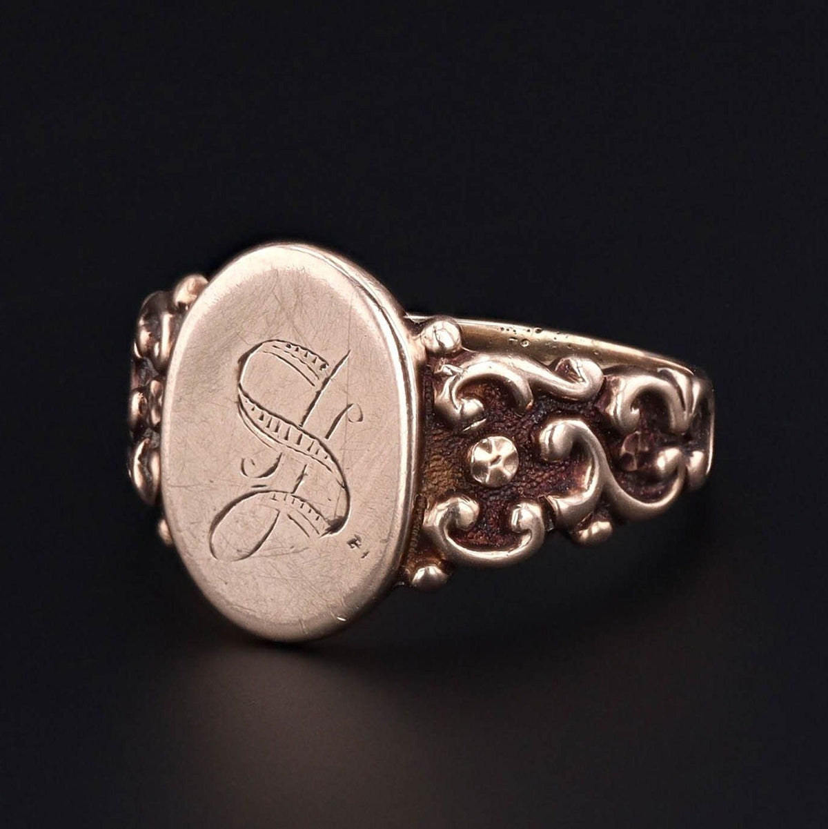 Antique Signet Ring | Letter S Initial Ring - Trademark Antiques