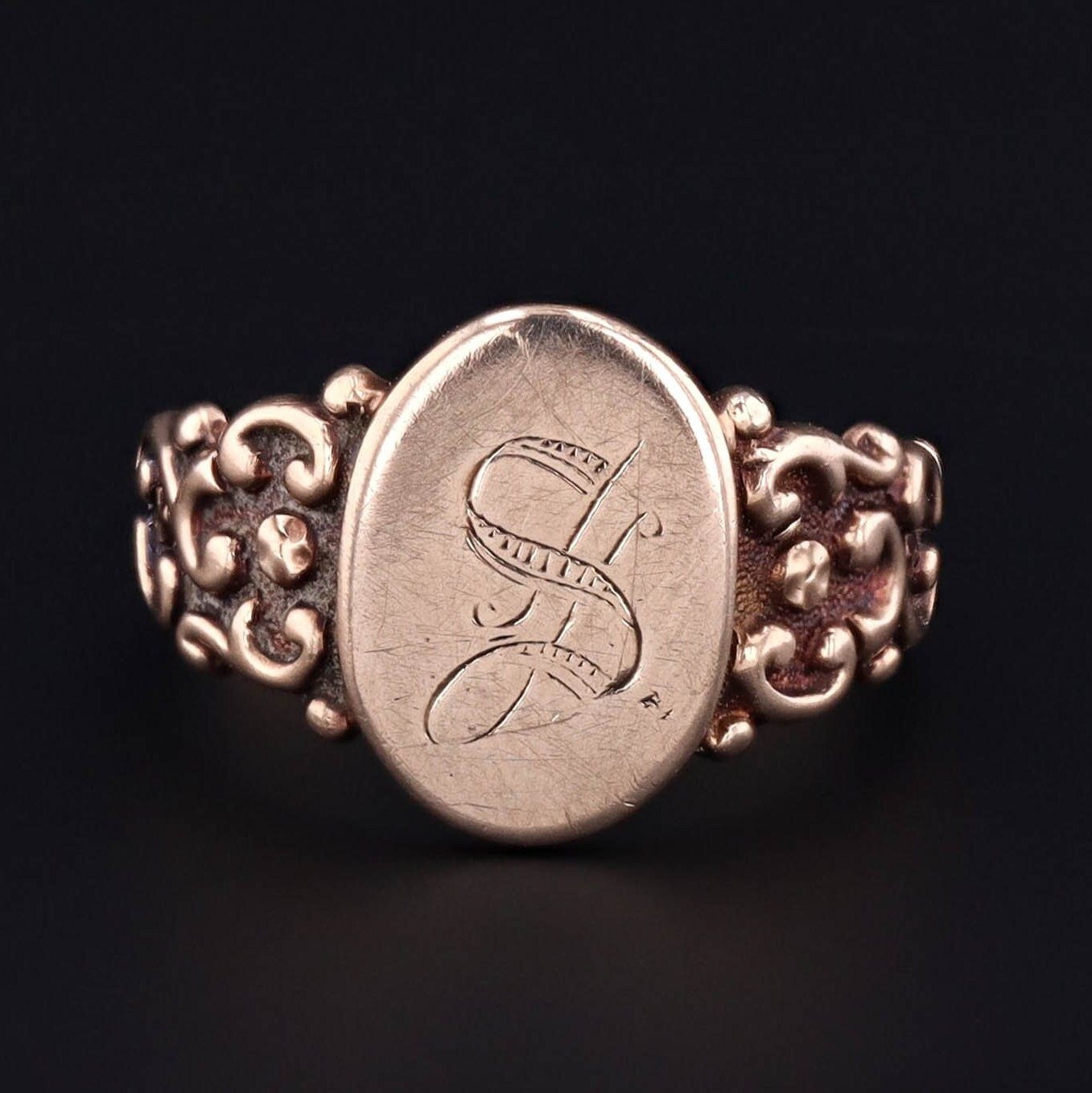 Antique Signet Ring | Letter S Initial Ring - Trademark Antiques
