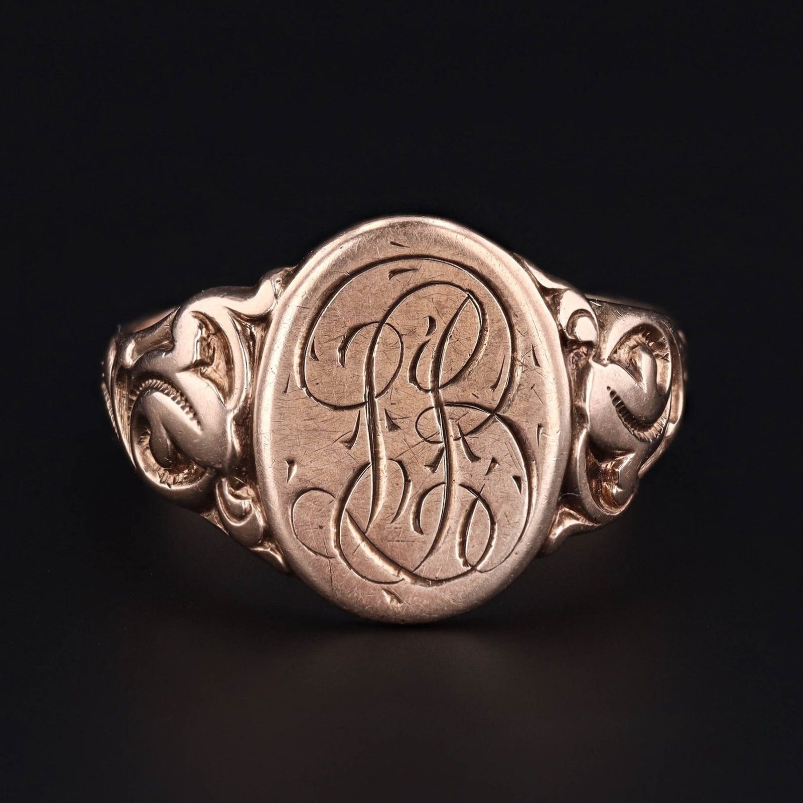 Antique Signet Ring | Letters LB Initial Ring - Trademark Antiques
