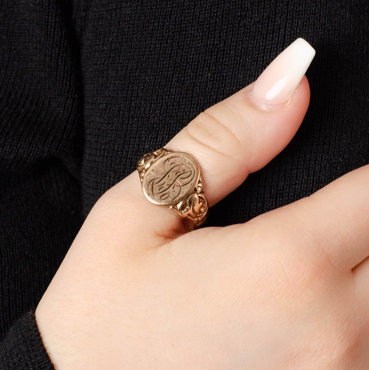Antique Signet Ring | Letters LB Initial Ring - Trademark Antiques