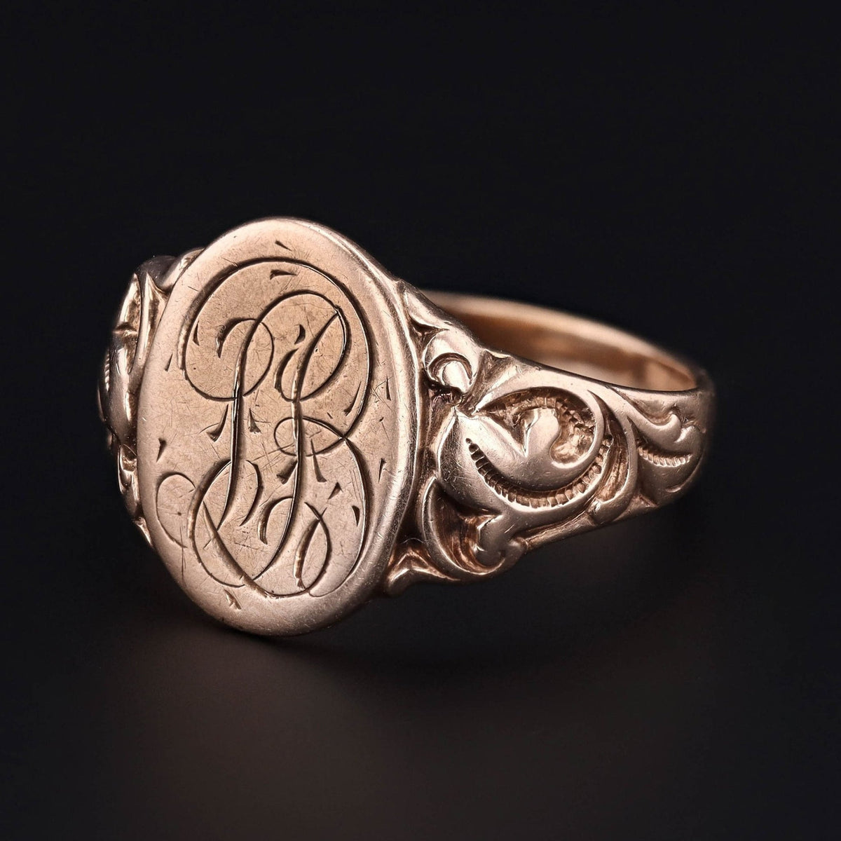 Antique Signet Ring | Letters LB Initial Ring - Trademark Antiques