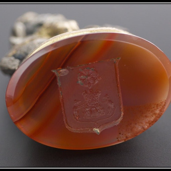 Antique Silver &amp; Agate Fob or Pendant, Victorian Horse Rider Fob with Carved Intaglio - Trademark Antiques