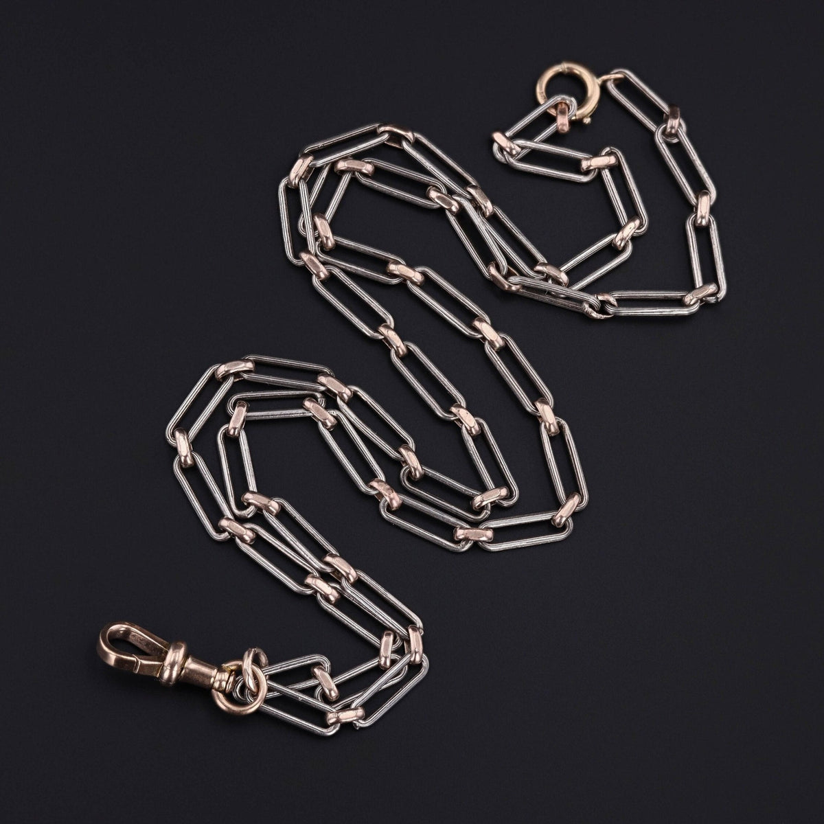 Antique Silver and Gold Watch Chain Necklace - Trademark Antiques