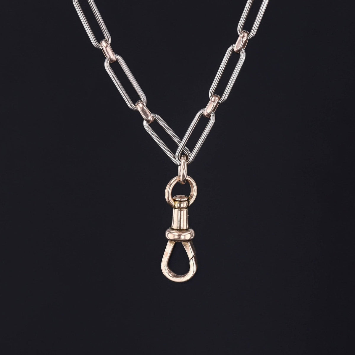 Antique Silver and Gold Watch Chain Necklace - Trademark Antiques