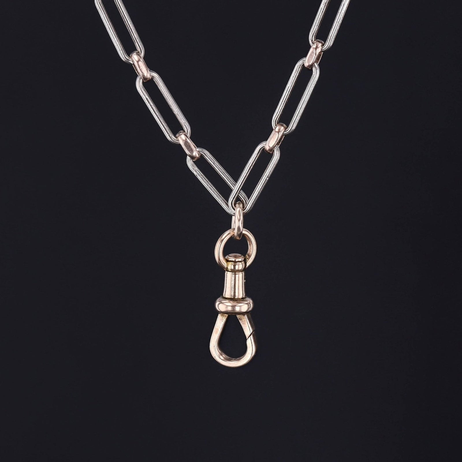 Antique Silver and Gold Watch Chain Necklace - Trademark Antiques