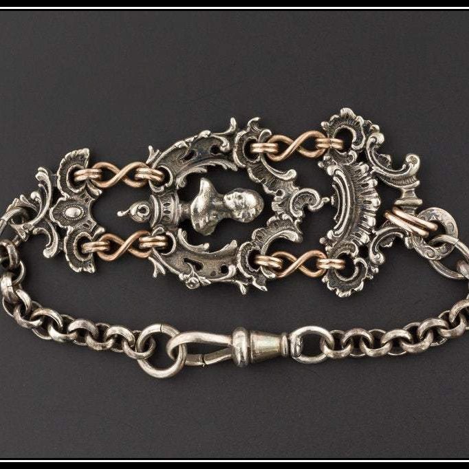 Antique Silver Bracelet | Watch Chain Conversion Bracelet - Trademark Antiques