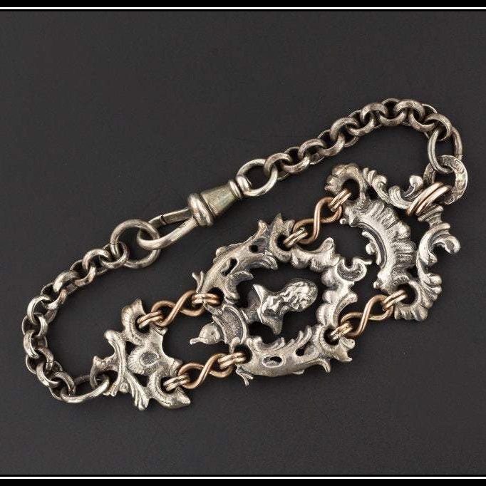Antique Silver Bracelet | Watch Chain Conversion Bracelet - Trademark Antiques