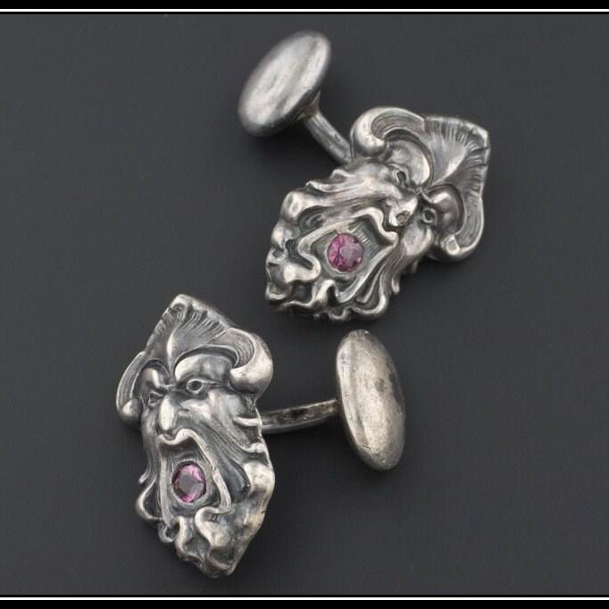 Antique Silver Cufflinks | Art Nouveau Cufflinks - Trademark Antiques