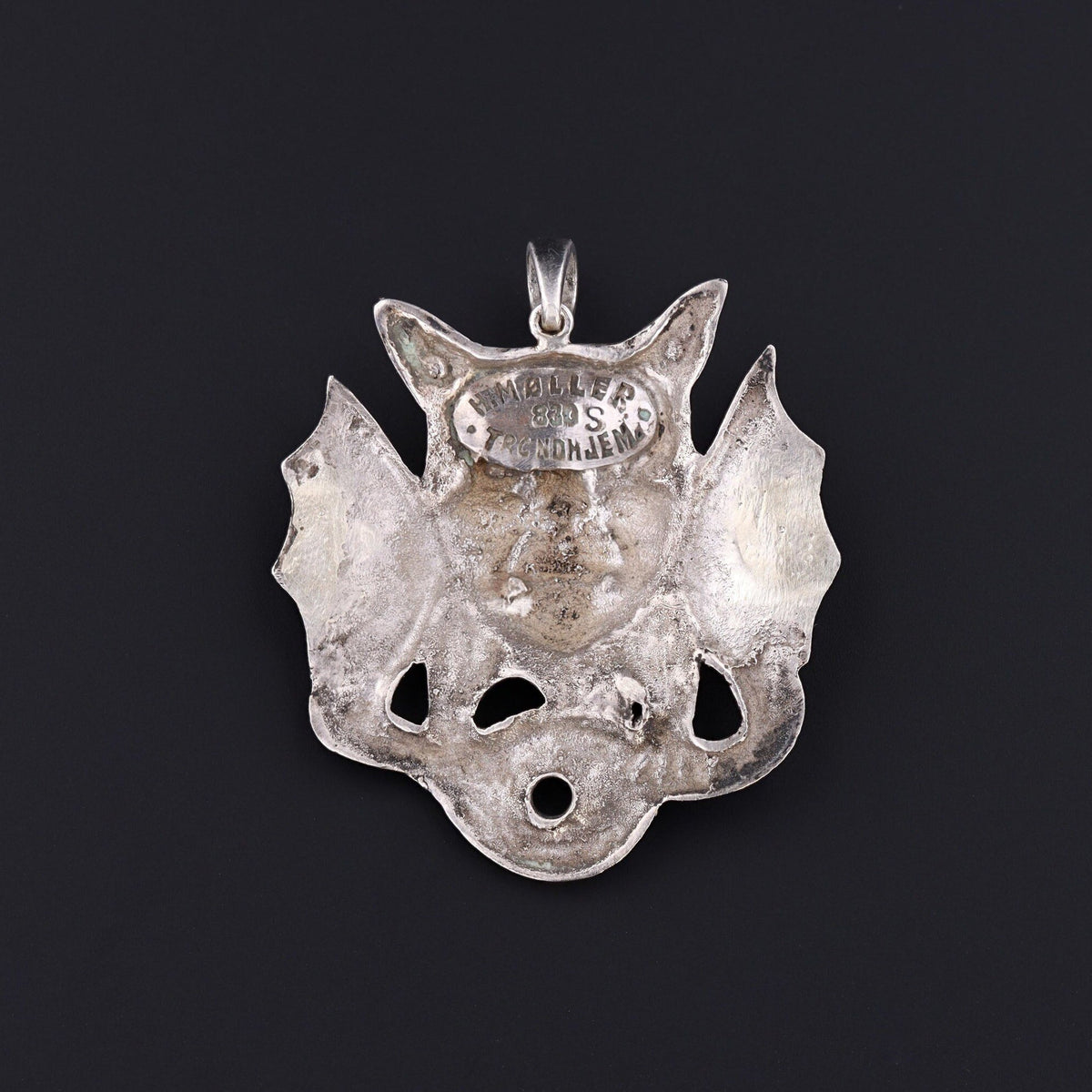Antique Silver Gargoyle Pendant | Antique Pendant Conversion - Trademark Antiques