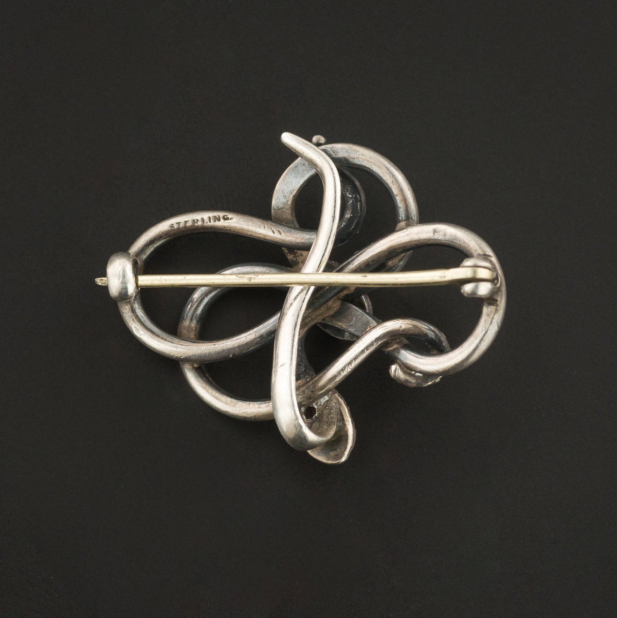 Antique Silver Snake Brooch | Antique Double Snake Watch Pin - Trademark Antiques