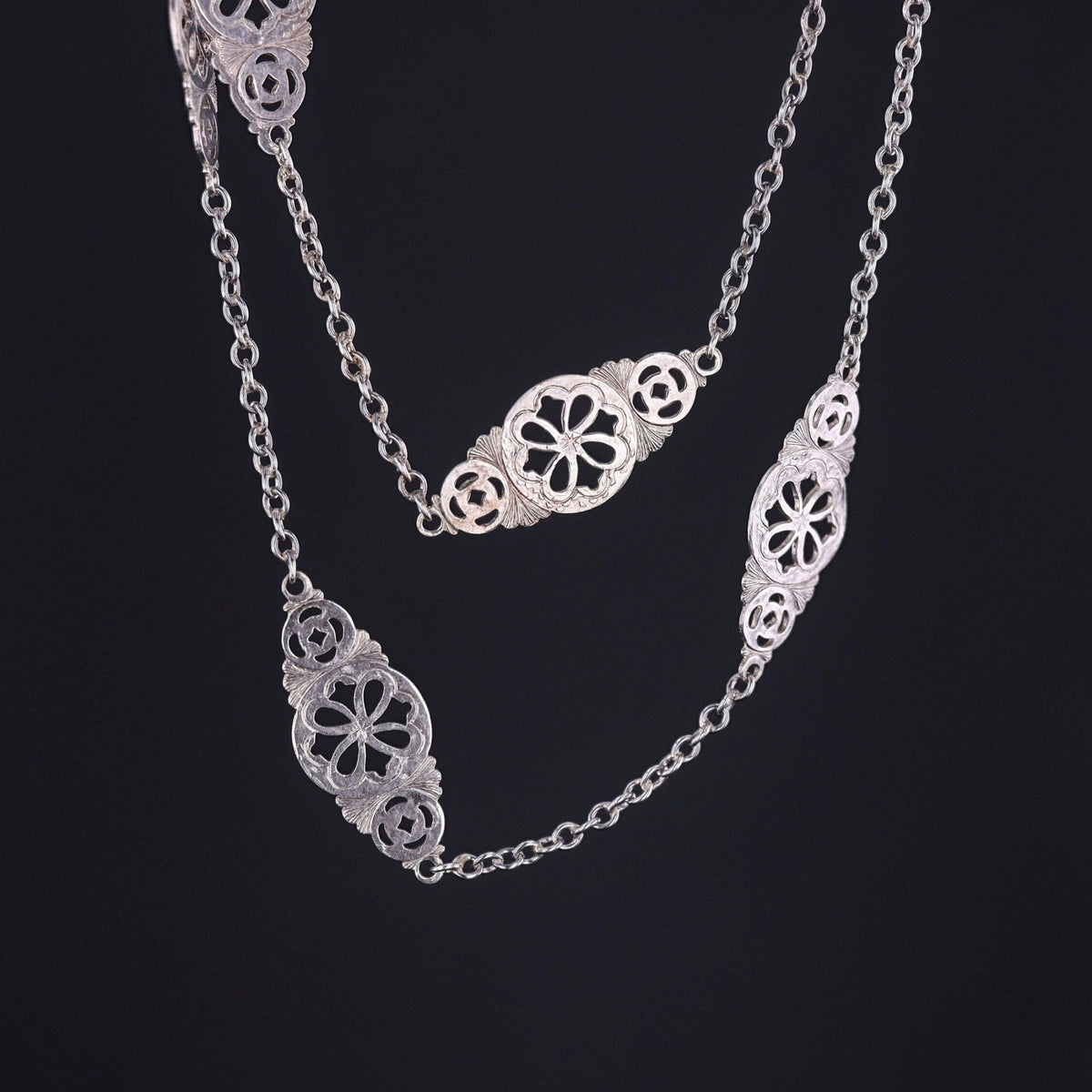 Antique Silver Station Necklace - Trademark Antiques