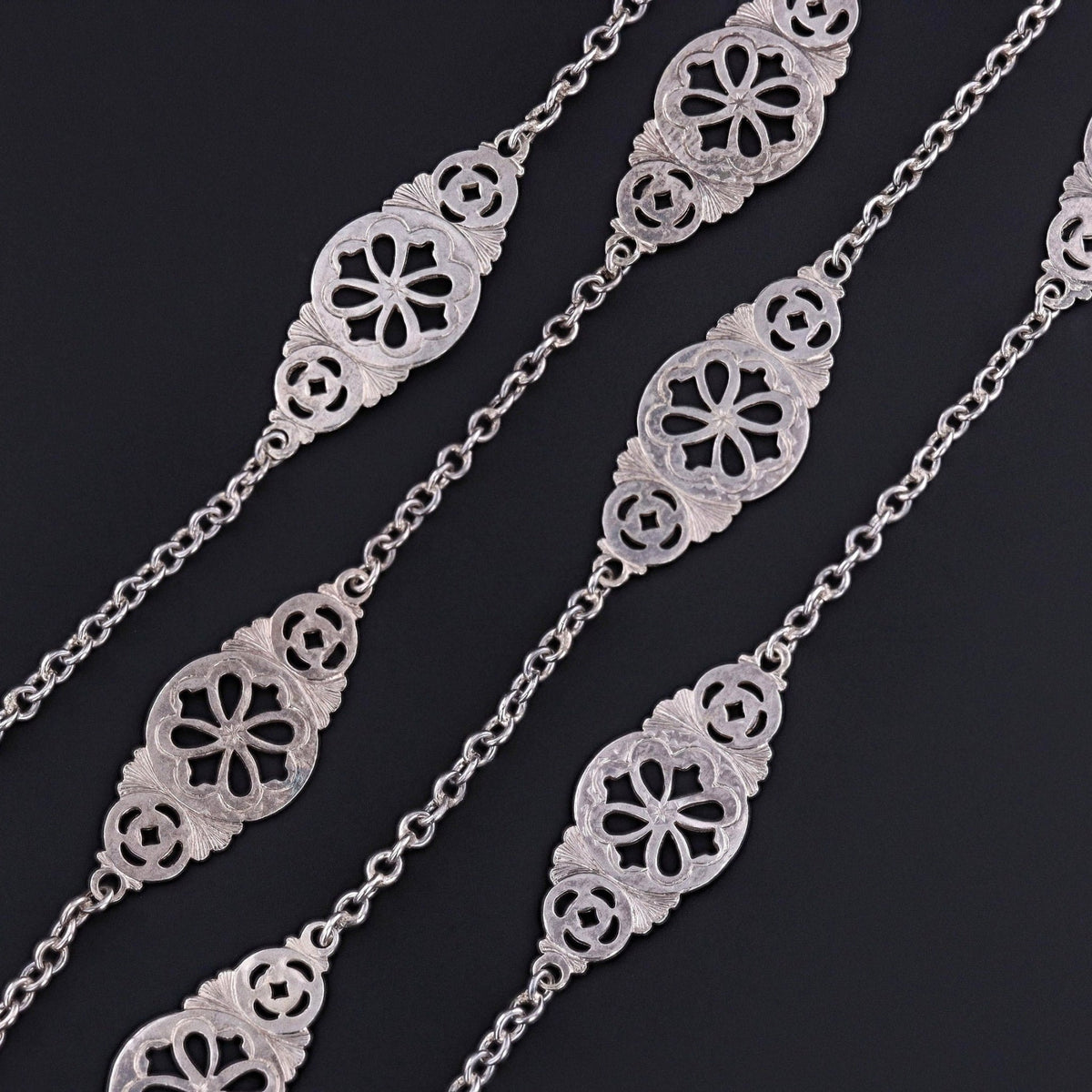 Antique Silver Station Necklace - Trademark Antiques
