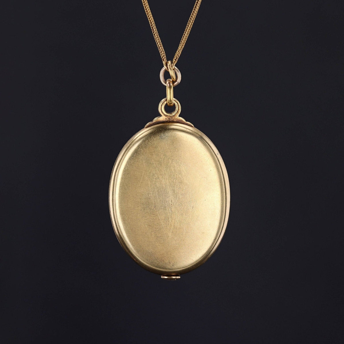 Antique Sliding Mirror Pendant Necklace | 14k Gold &amp; Sapphire - Trademark Antiques