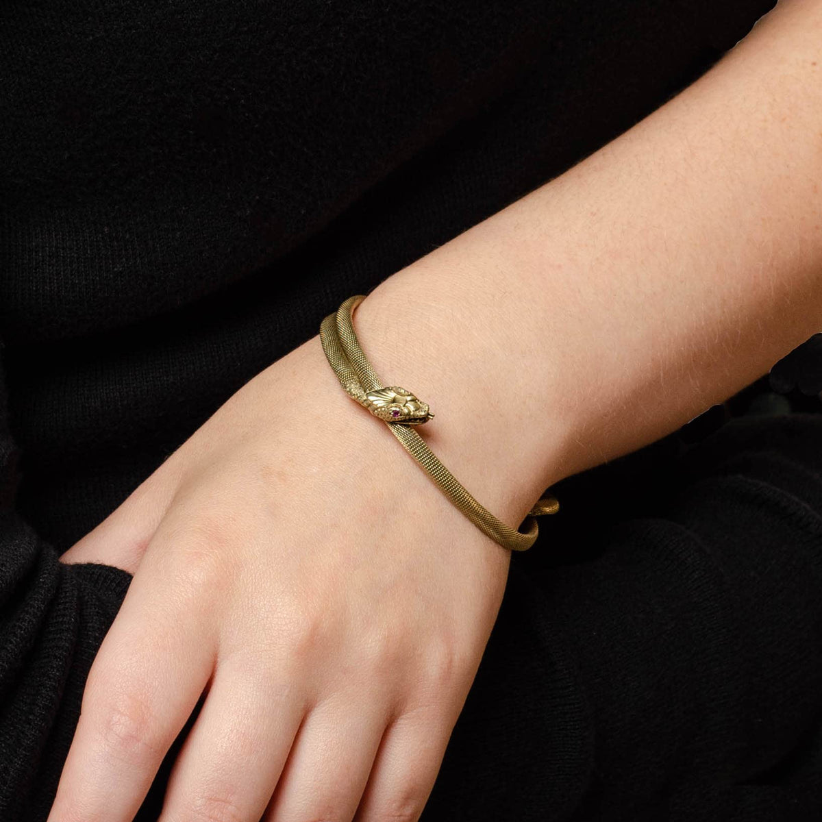 Antique Snake Arm Band Bracelet of 14k Gold - Trademark Antiques