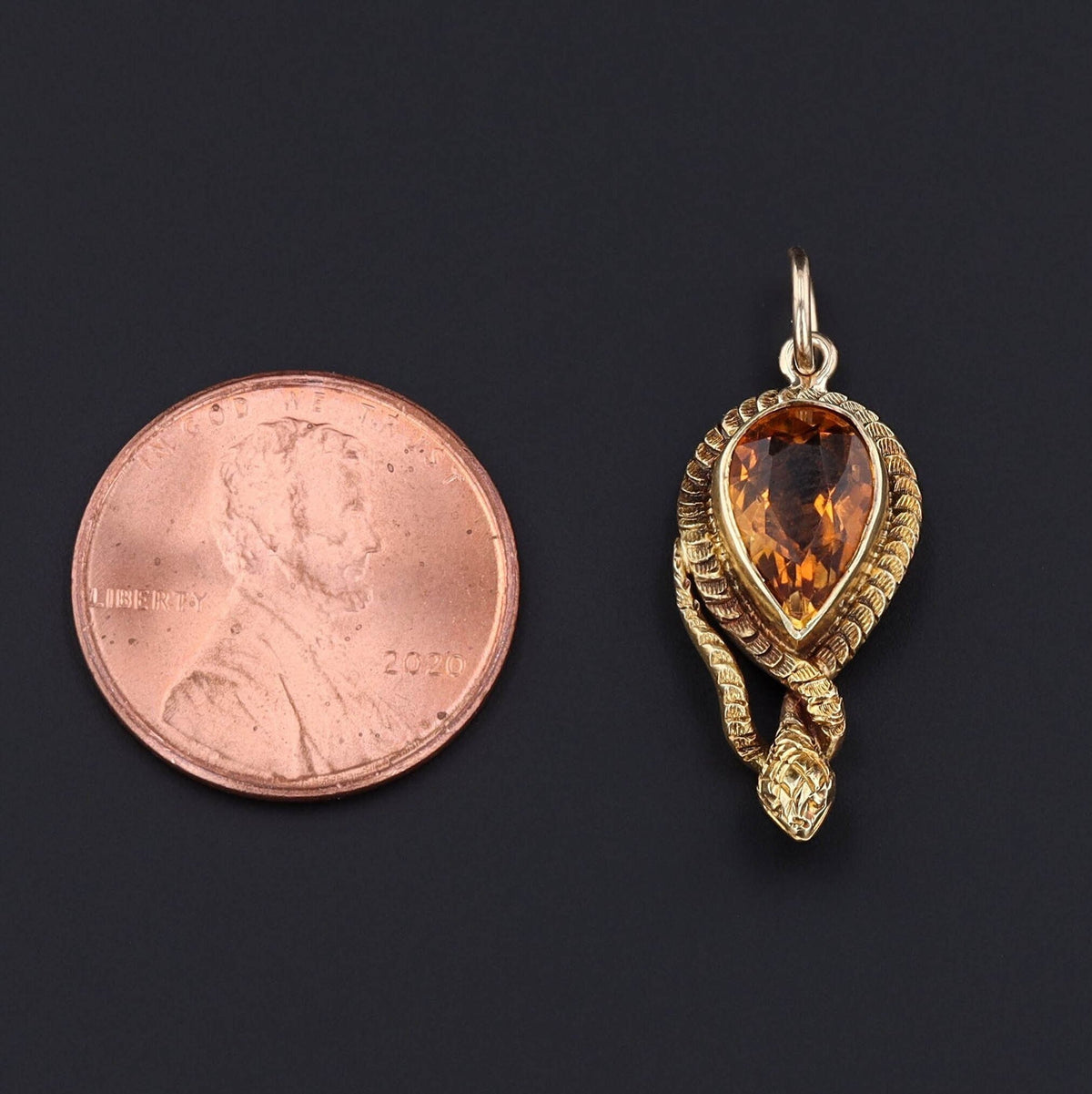 Antique Snake Charm | Citrine Charm - Trademark Antiques