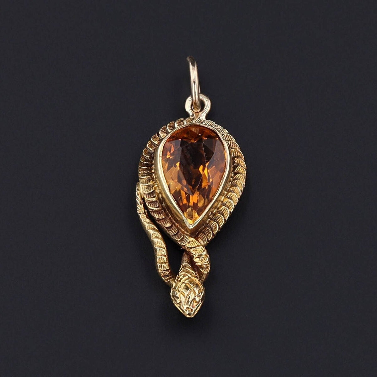 Antique Snake Charm | Citrine Charm - Trademark Antiques