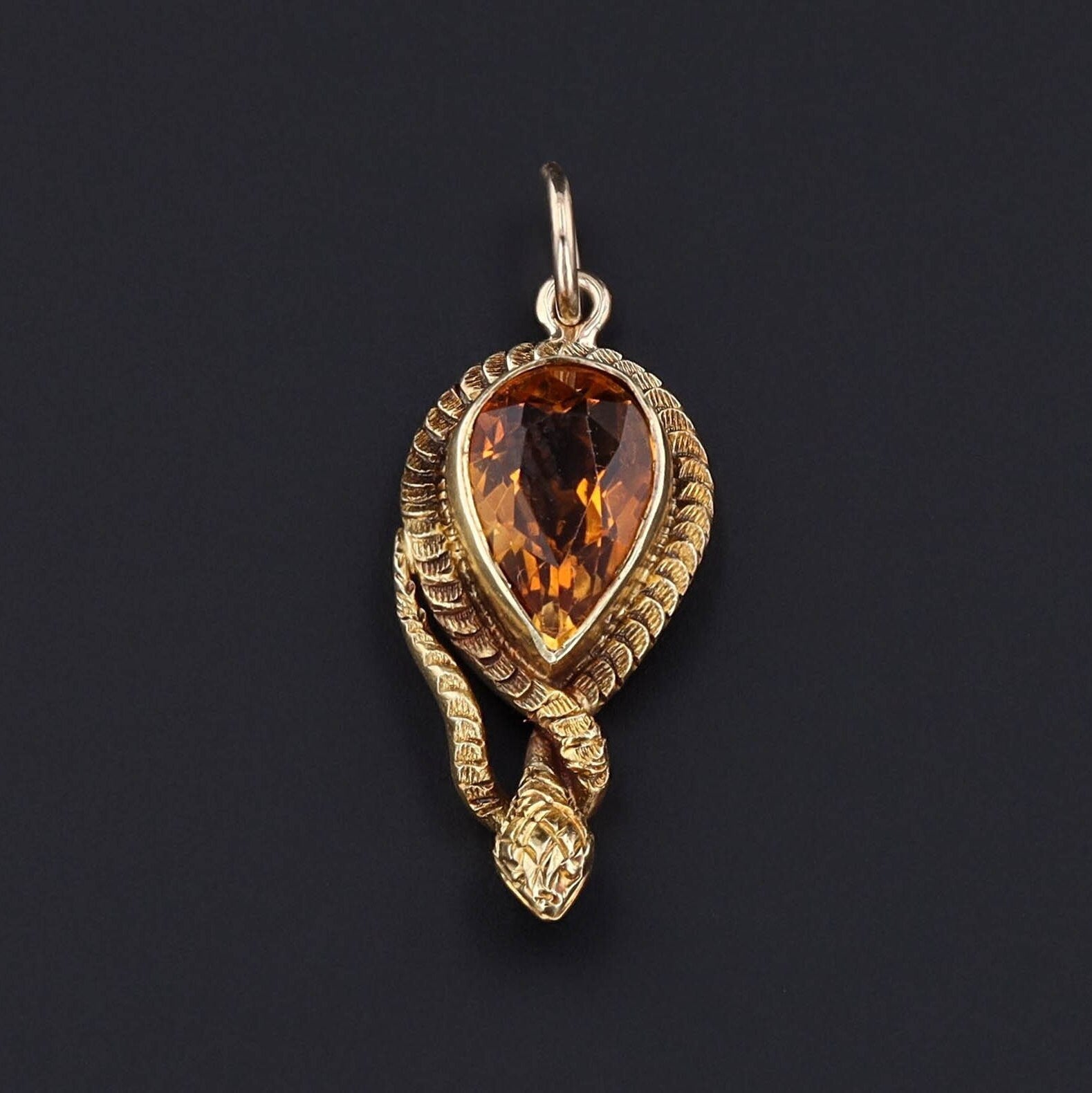 Antique Snake Charm | Citrine Charm - Trademark Antiques