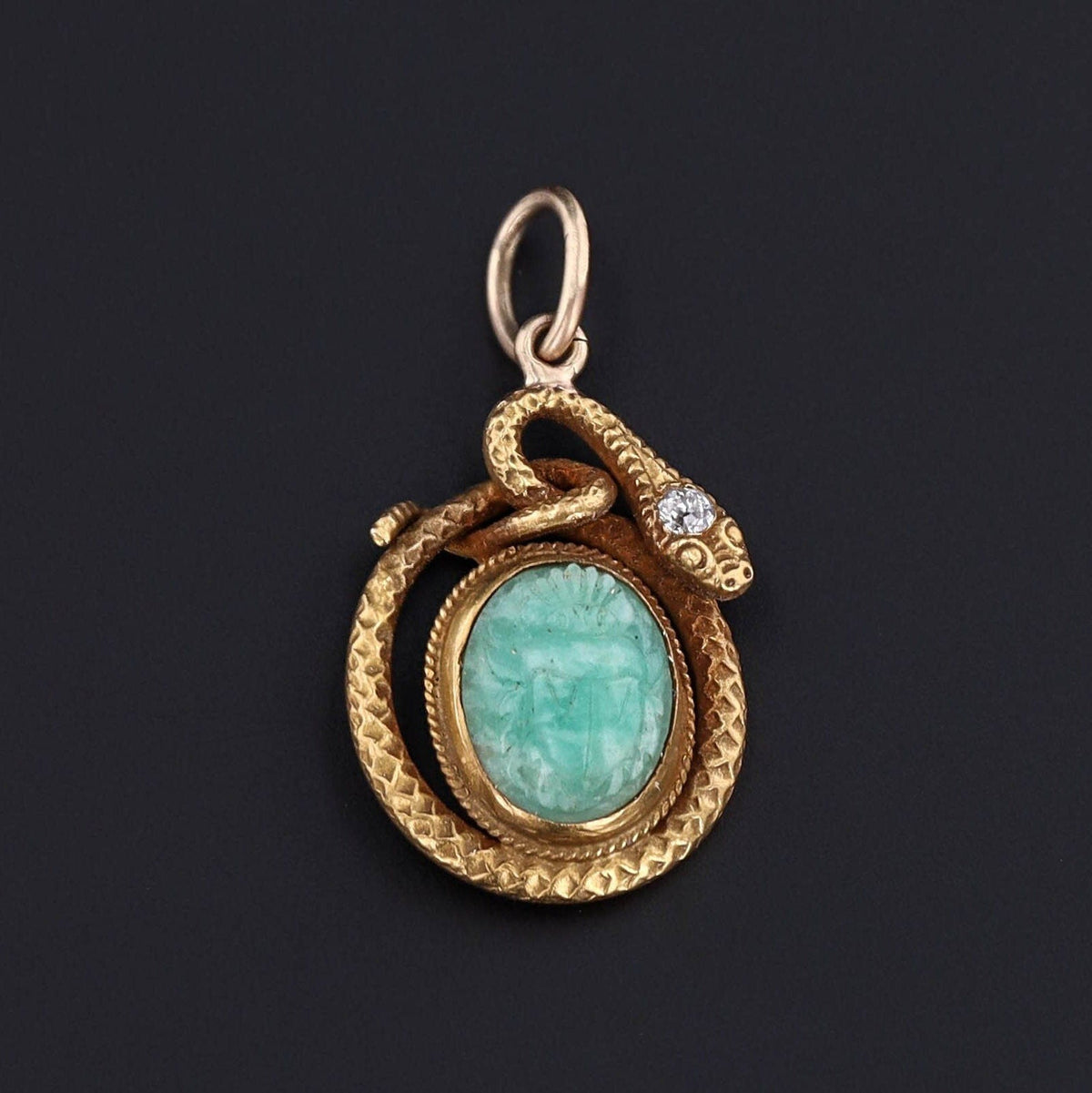 Antique Snake Charm | Jade Snake Charm - Trademark Antiques