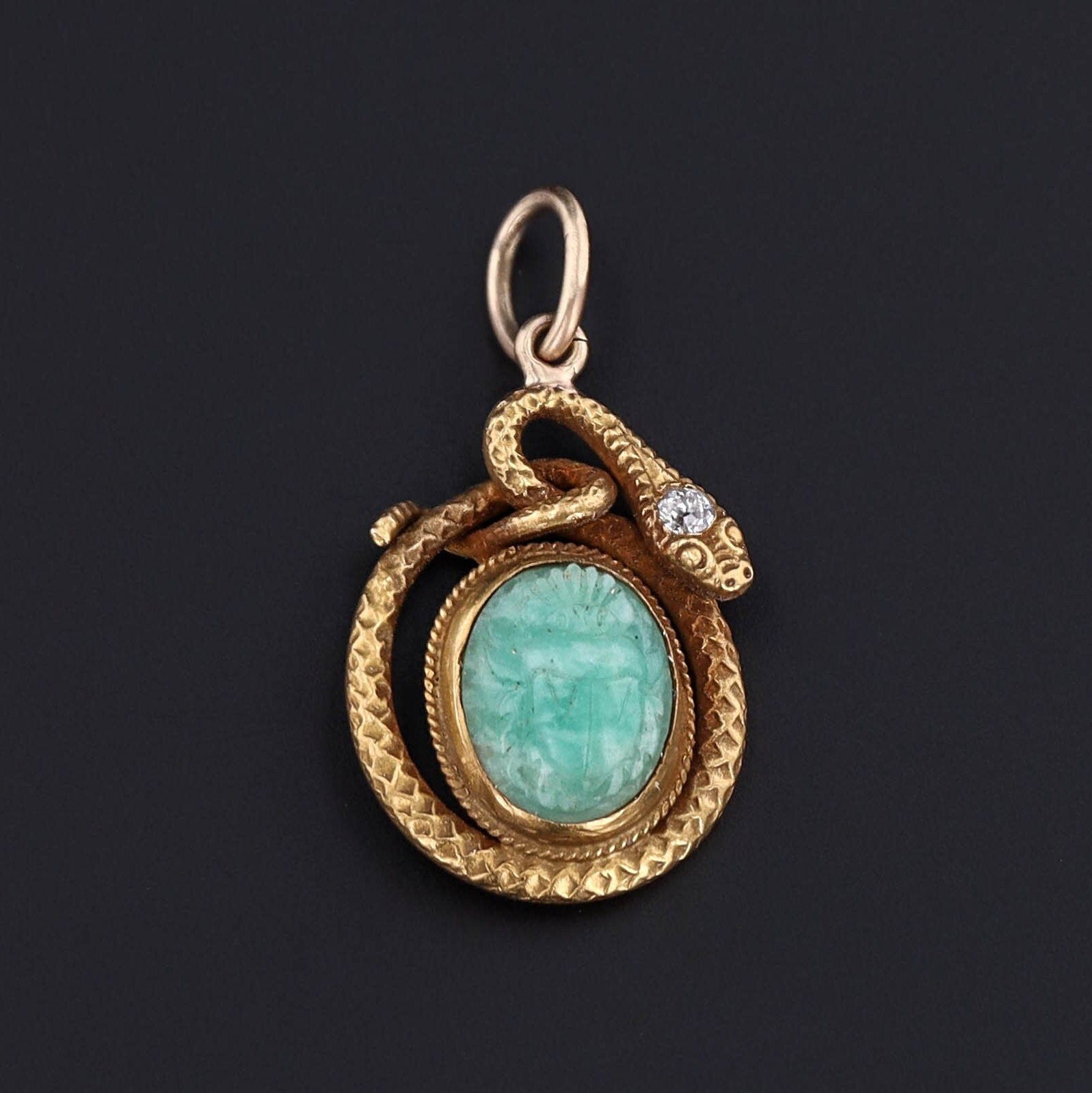Antique Snake Charm | Jade Snake Charm - Trademark Antiques