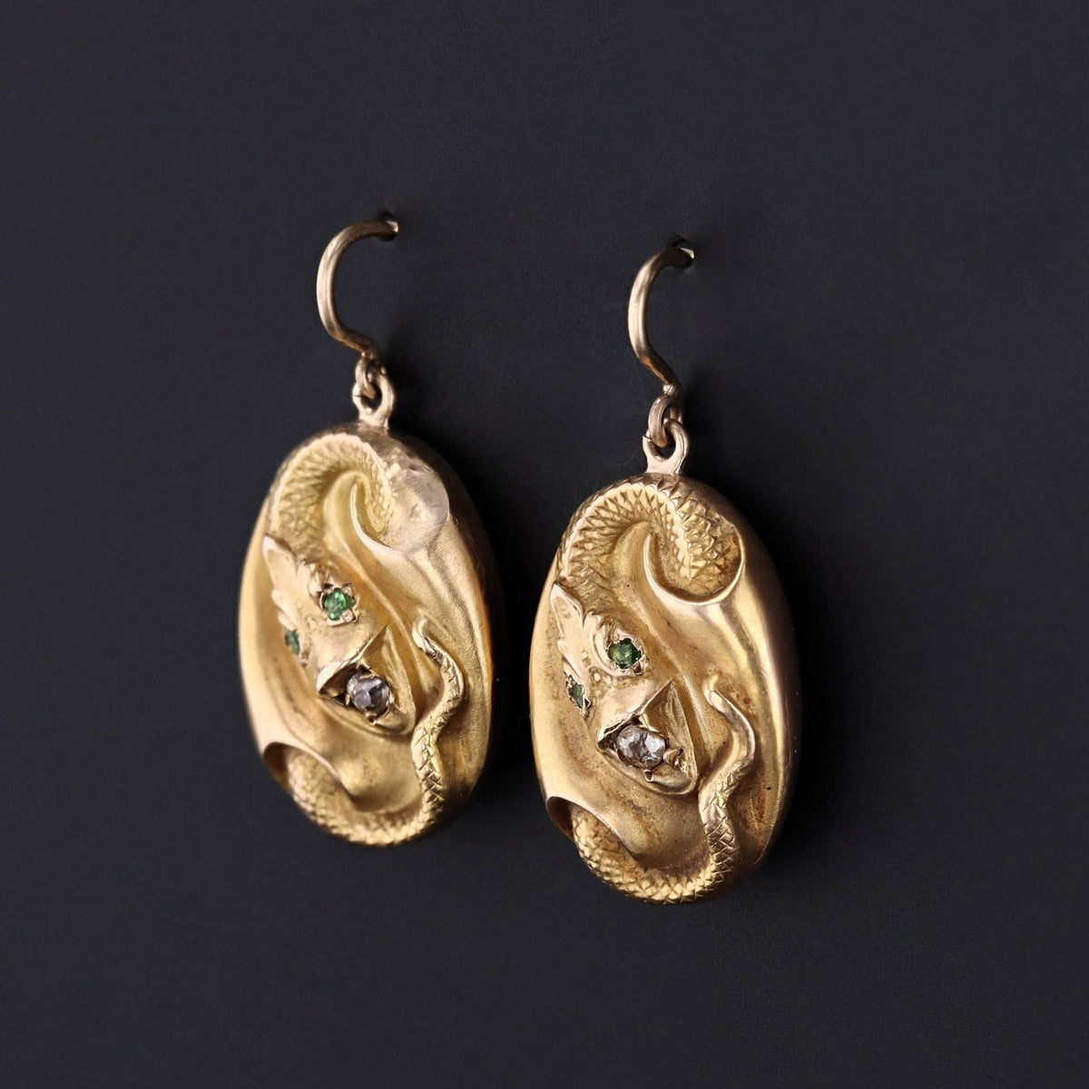 Antique Snake Conversion Earrings of 14k Gold - Trademark Antiques