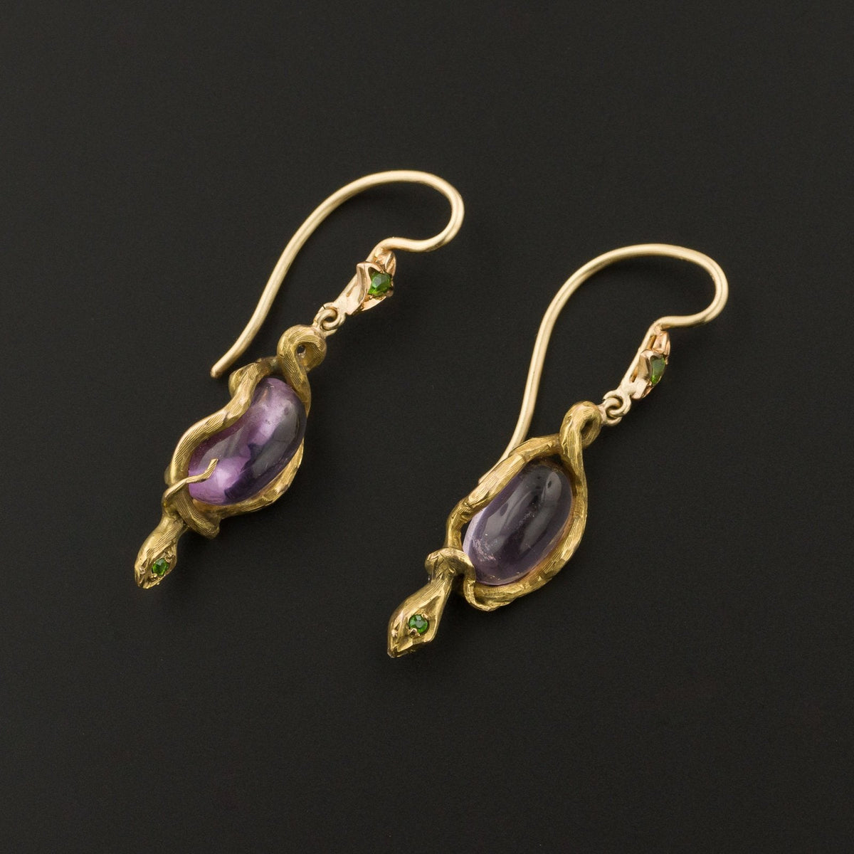 Antique Snake Earrings | Art Nouveau Snake Earrings - Trademark Antiques
