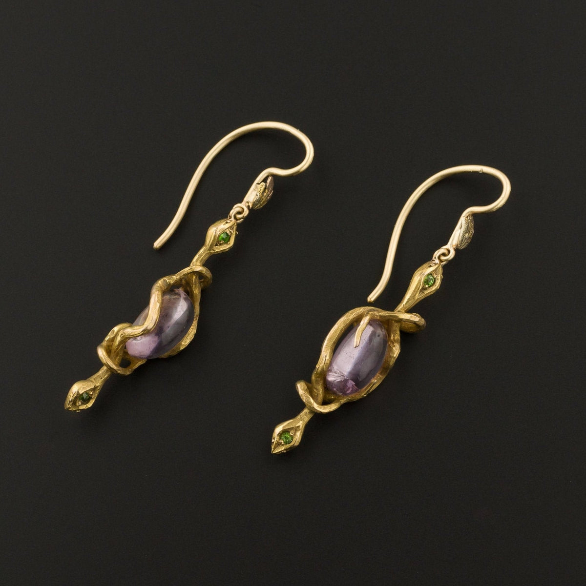 Antique Snake Earrings | Art Nouveau Snake Earrings - Trademark Antiques