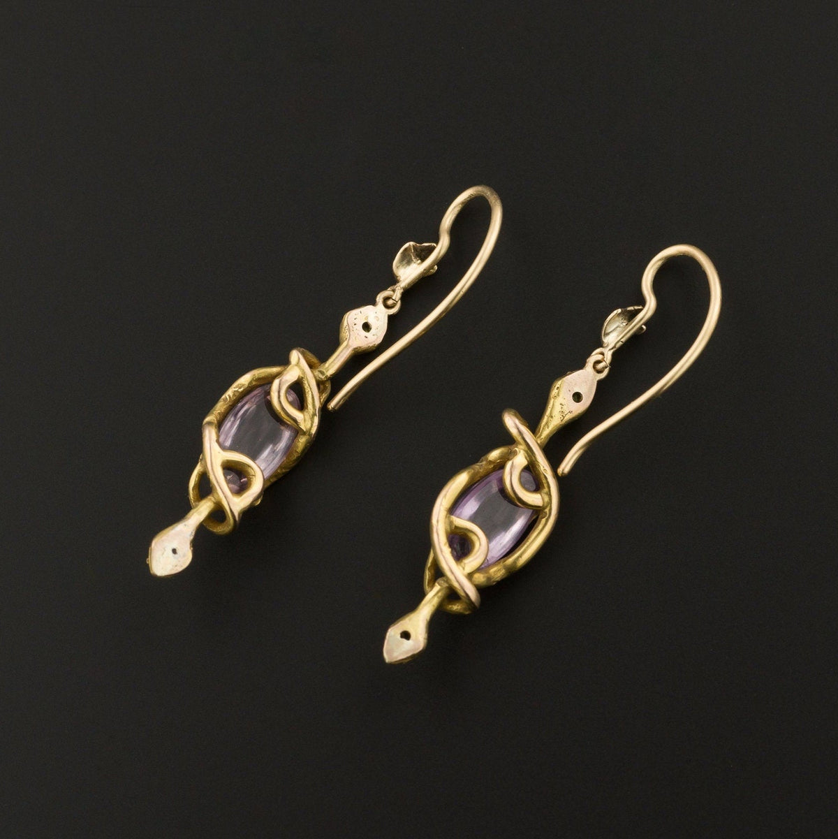 Antique Snake Earrings | Art Nouveau Snake Earrings - Trademark Antiques