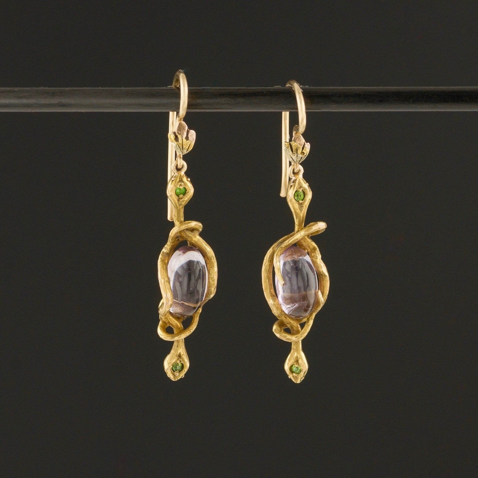 Antique Snake Earrings | Art Nouveau Snake Earrings - Trademark Antiques