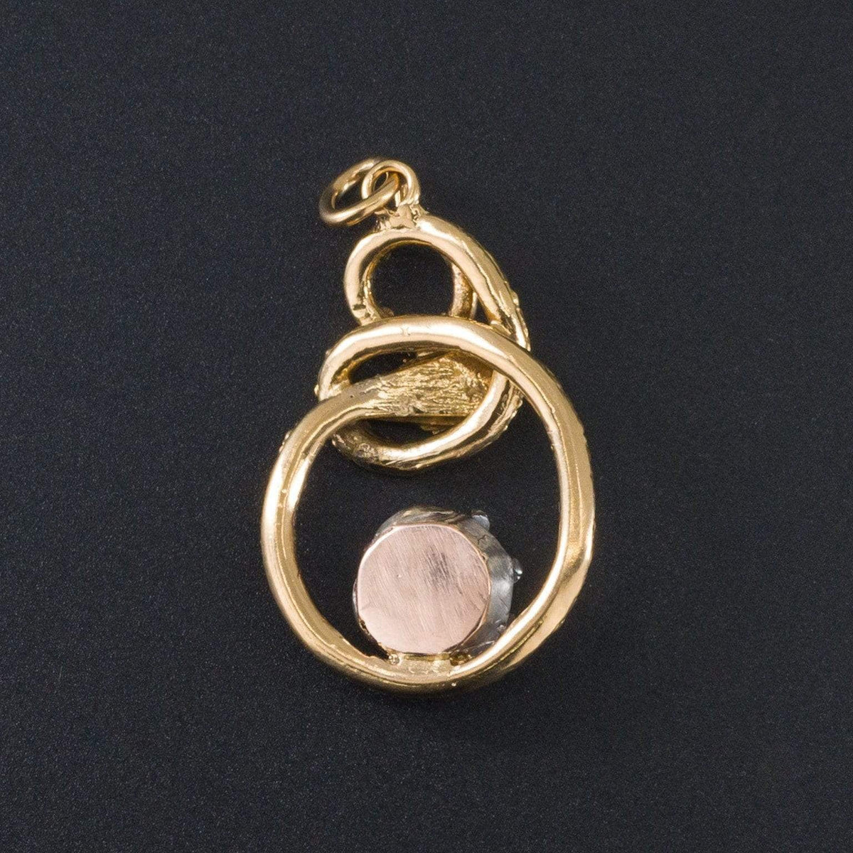 Antique Snake Pendant | 14k Gold &amp; Rose Cut Diamond Snake Pendant or Charm - Trademark Antiques