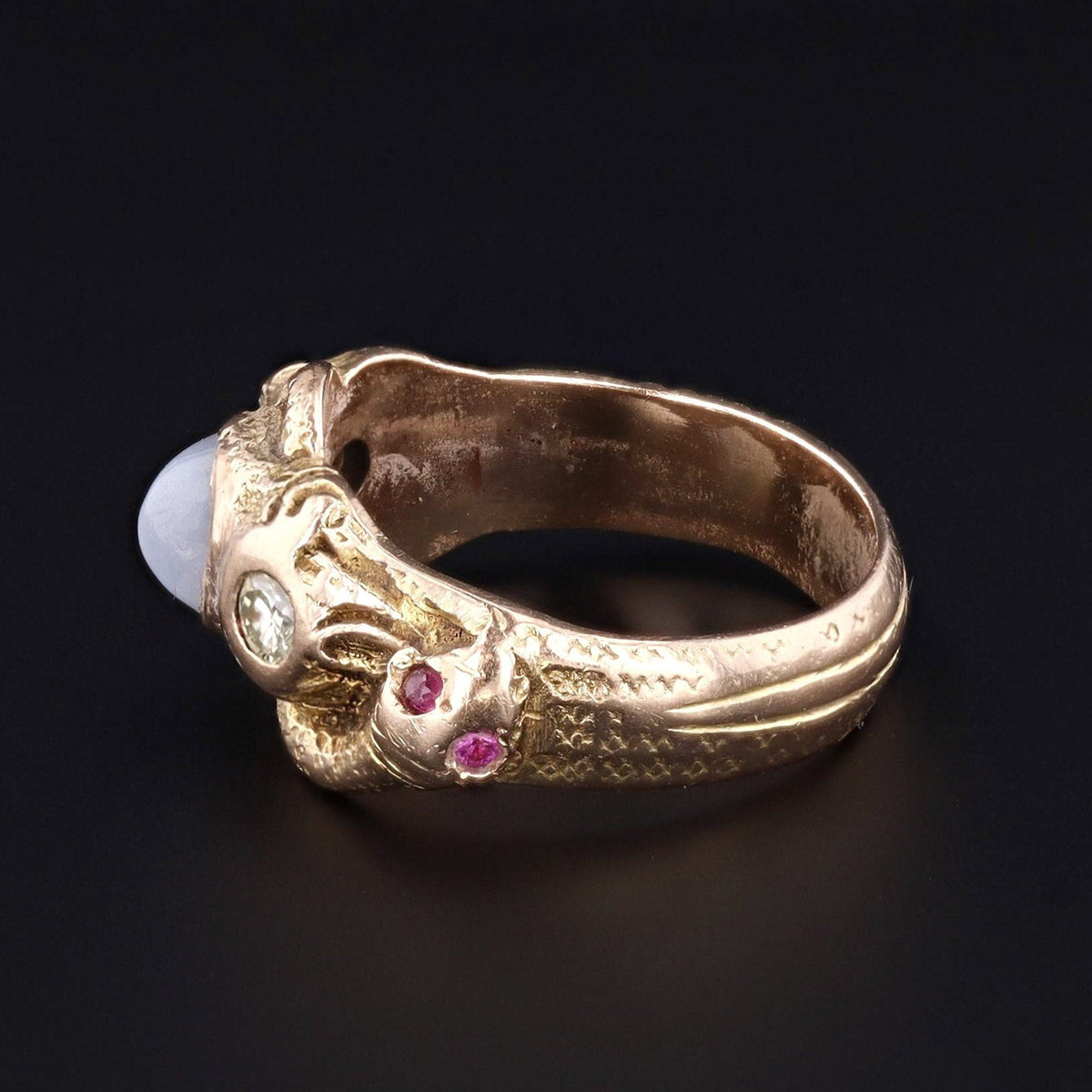 Antique Snake Ring | Star Sapphire &amp; Diamond Snake Ring - Trademark Antiques