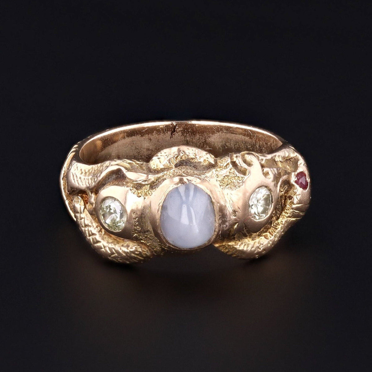 Antique Snake Ring | Star Sapphire &amp; Diamond Snake Ring - Trademark Antiques