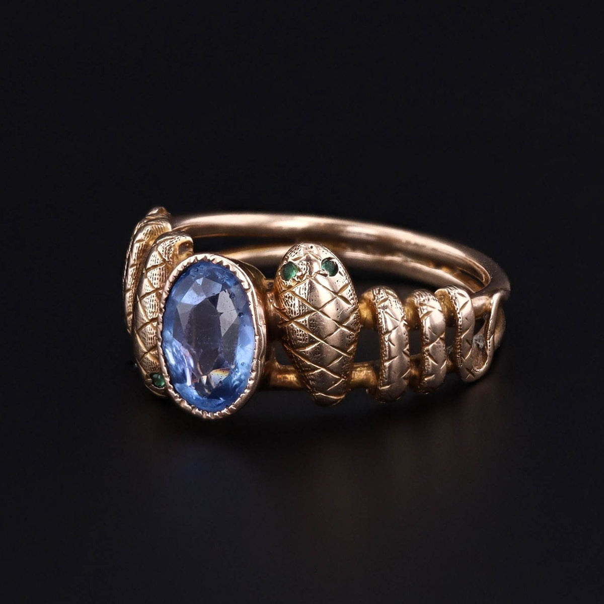 Antique Snake Ring | Synthetic Sapphire Snake Ring - Trademark Antiques