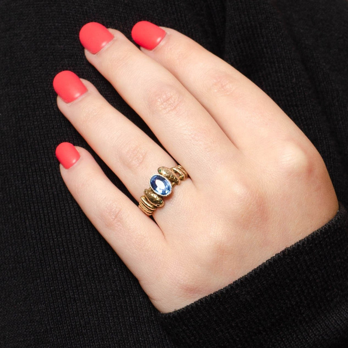 Antique Snake Ring | Synthetic Sapphire Snake Ring - Trademark Antiques