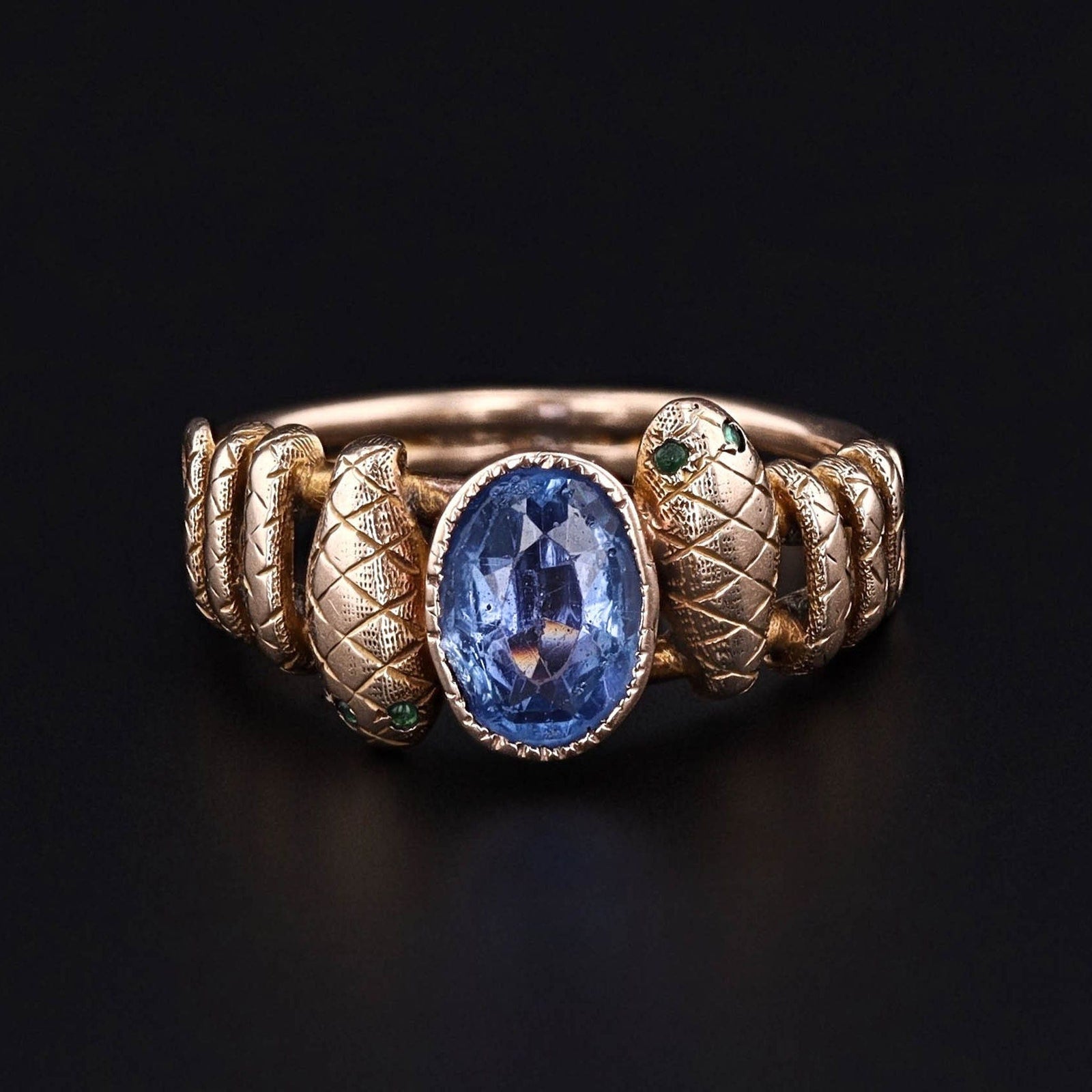 Antique Snake Ring | Synthetic Sapphire Snake Ring - Trademark Antiques