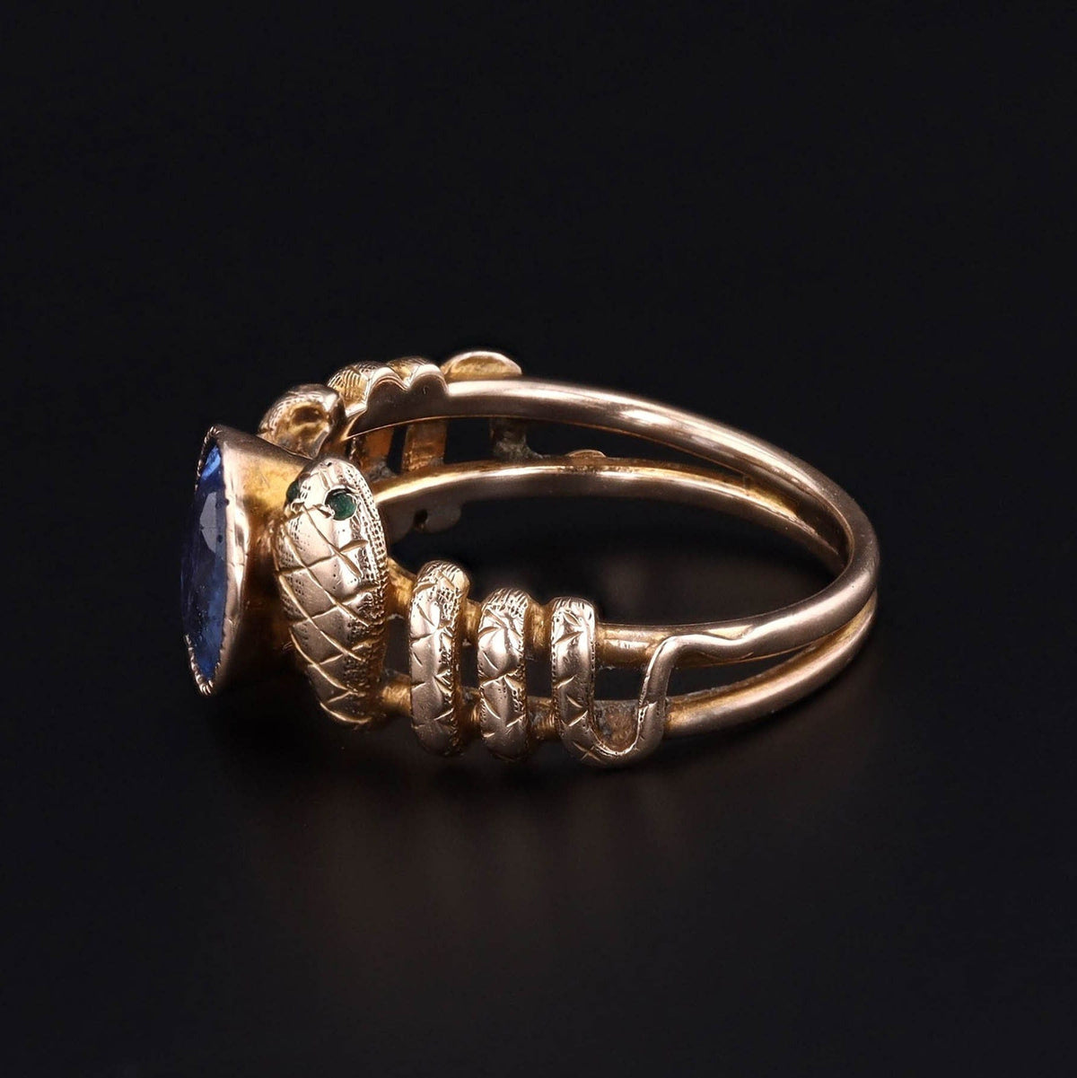 Antique Snake Ring | Synthetic Sapphire Snake Ring - Trademark Antiques