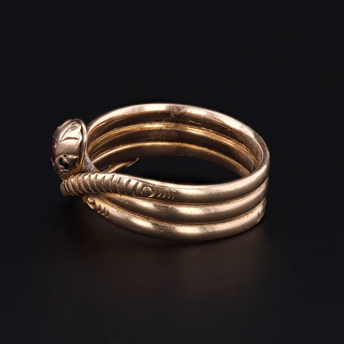 Antique Snake with Ruby and Garnet Wrap Around Ring of 9ct Gold - Trademark Antiques
