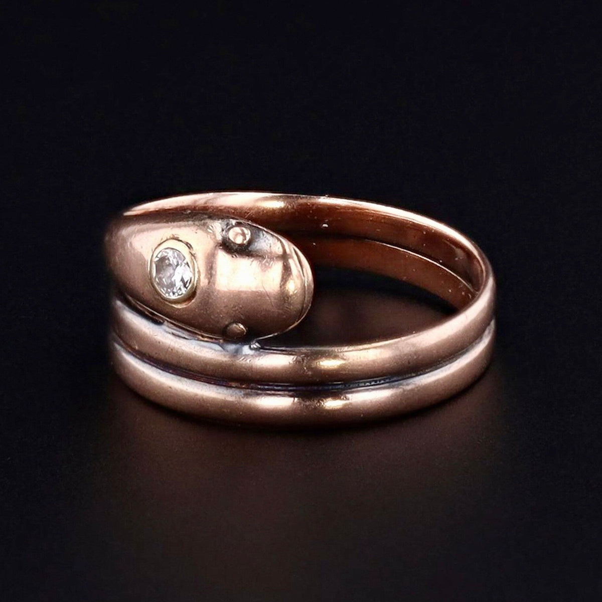 Antique Snake Wrap Around Diamond Ring of 9ct Gold - Trademark Antiques