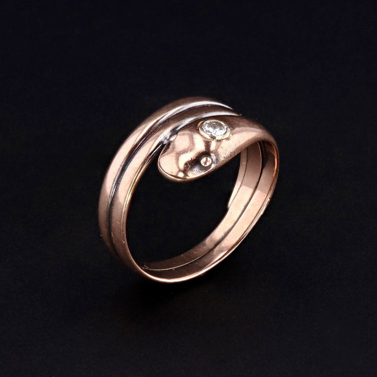 Antique Snake Wrap Around Diamond Ring of 9ct Gold - Trademark Antiques