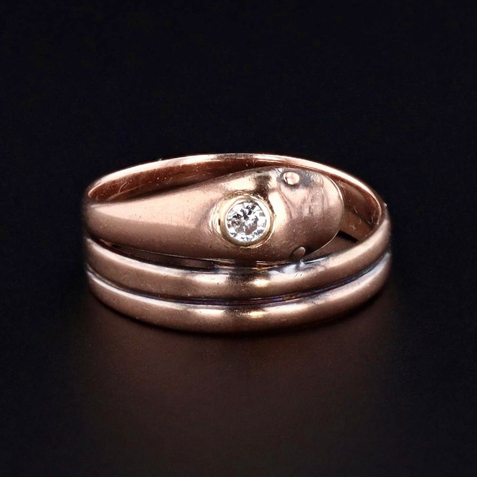 Antique Snake Wrap Around Diamond Ring of 9ct Gold - Trademark Antiques