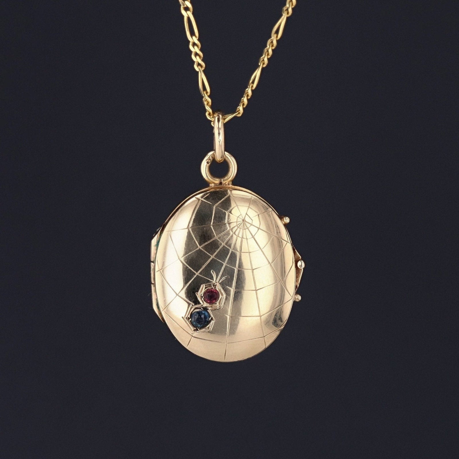 Antique Spider Locket | 14k Gold Spider Locket on Optional 14k Gold Chain - Trademark Antiques