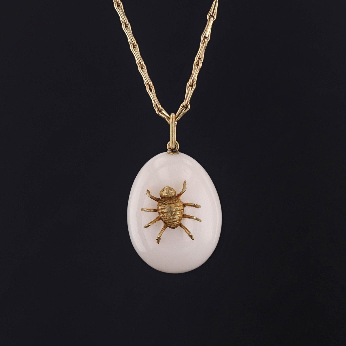 Antique Spider on Egg Pendant of 14k Gold - Trademark Antiques