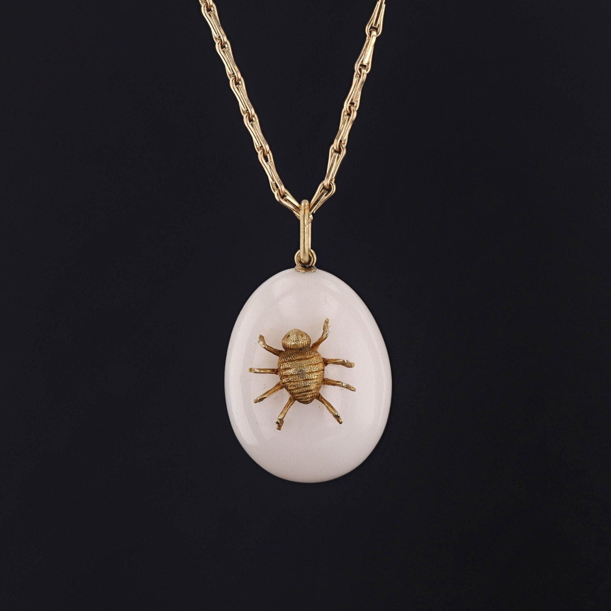 Antique Spider on Egg Pendant of 14k Gold - Trademark Antiques