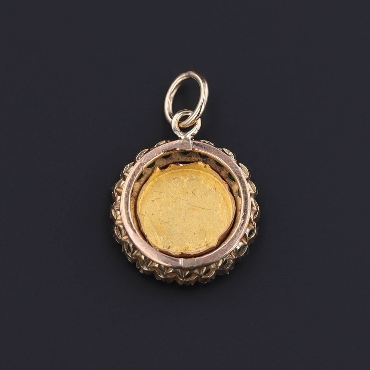 Antique St. Mark Charm | Emerald &amp; Enamel Charm - Trademark Antiques