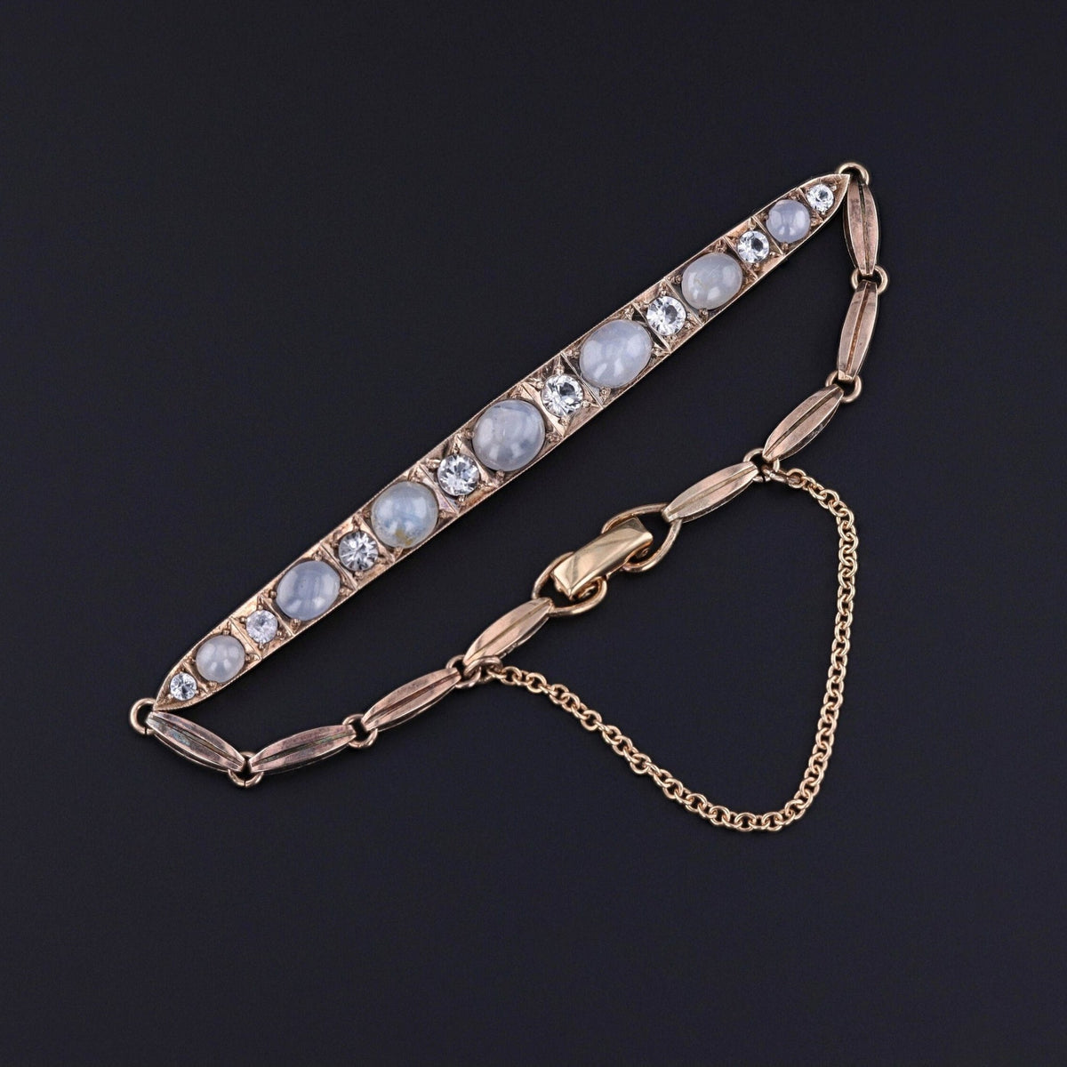 Antique Star Sapphire and White Topaz Bracelet of 9ct Gold - Trademark Antiques